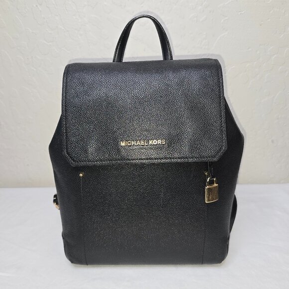 Michael Kors Hayes Black Pebble Grain Leather Backpack 35F8GYEB2T - Picture 1 of 11